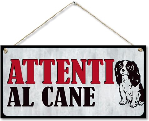 CARISPIBET Attenzione al cane! Cartelli di avvertimento per la casa targa per el giardino cartello per la porta di casa, cartelli per esterni 15 x 30 cm