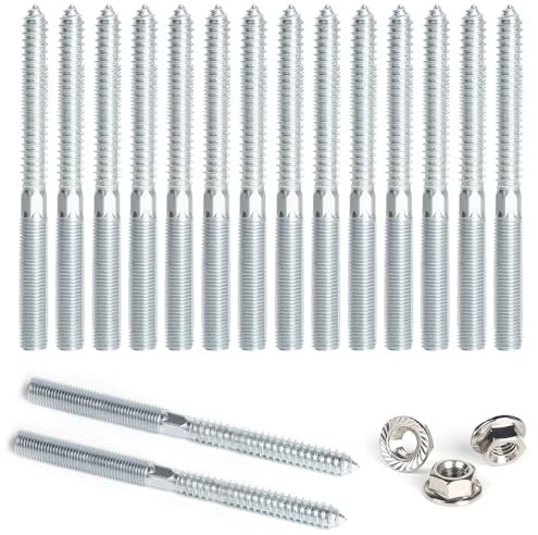 DBREAKS Tornillos de cabeza doble Torx, 15 unidades, M10 x 120 mm, tornillos de doble cara con tuercas dentadas de bloqueo, rosca doble galvanizada para muebles