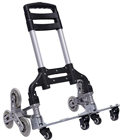 Diable d'escalier en aluminium - Chariot de transport pliable léger - Capacité de charge 75 kg - Chariot à main pour le transport de marchandises dans les maisons, les petits magasins et les