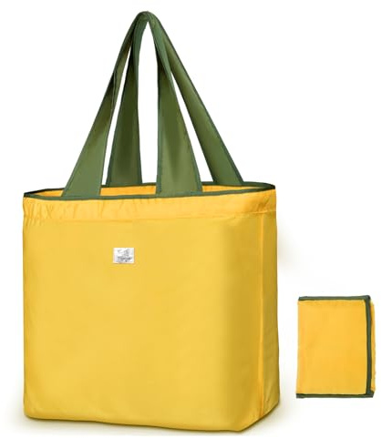 HONZUEN shoppingväska vikbar, 52 x 42 cm shoppingväska stor, mjuk shoppingväska återanvändbar shoppingväska, Ingwer, L