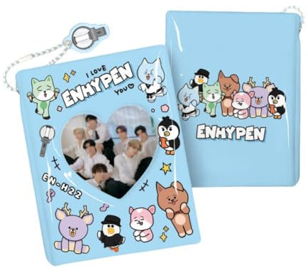Enhypen - Raccoglitore per cartoline con portachiavi, mini album fotografico, 40 tasche