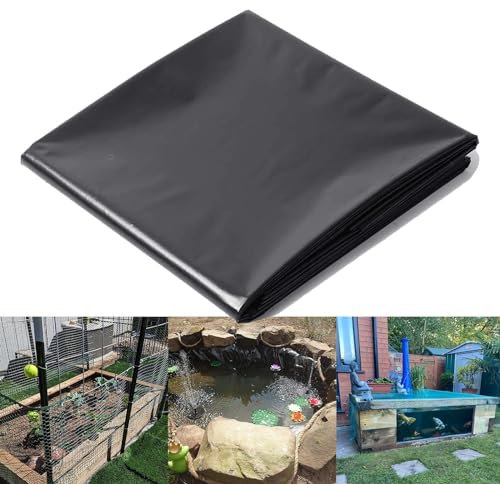 Revestimiento de estanque negro de 8 x 5 m, flexible, 0,12 mm, para paisajismo resistente a la intemperie, revestimiento reforzado para estanques preformados, duradero y versátil, ideal para