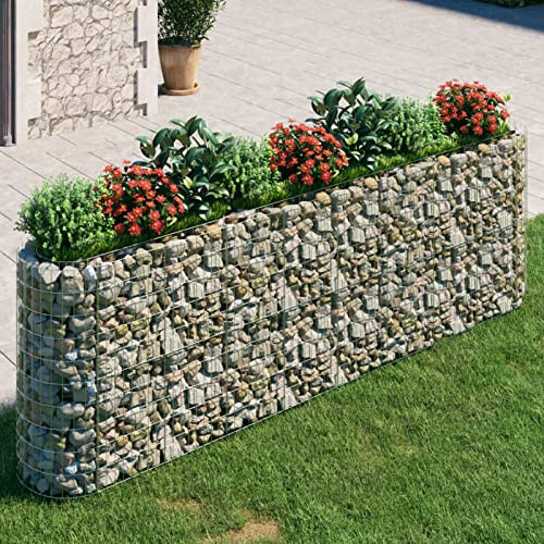 IKAYAA Jardinera de Gaviones Gaviones de Piedra Muro de Gaviones Acero Galvanizado Arriate de Gaviones 330 x 50 x 100 cm