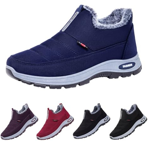 Generisch Scarpe invernali da uomo, imbottite, slip on sneaker, invernali, calde, comode, ortopediche, invernali, leggere, antiscivolo, morbide, scarpe da ginnastica a piedi nudi, Blu, 39 EU