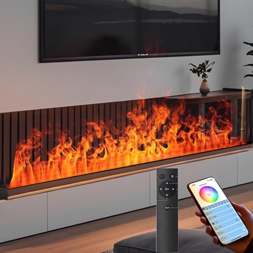 3D vattenånga öppen spis insats realistisk atomiserad flamma dekorativ eldstad ultratunn panel inte uppvärmning