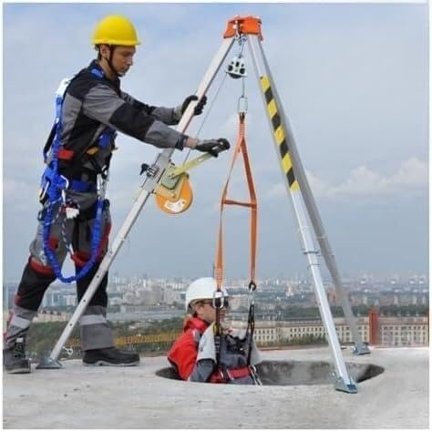 KjoiDWz Treppiede Retrattile for Il Salvataggio in spazi confinati, Attrezzatura di Sollevamento con Protezione anticaduta e Cintura di Sicurezza