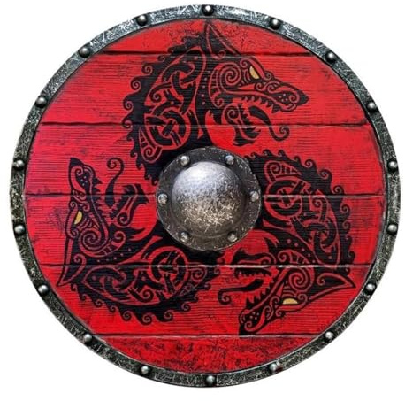 Bouclier antique – Équipement de défense, bouclier de soldat loup en bois, accessoire de combat pratique, costume médiéval historique | Accessoire de combat fabriqué à la main pour garçons et hommes