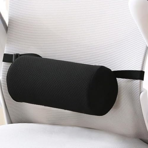 Eulihent 11 Pollici Cuscino Lombare Cilindrico in Memory Foam, Cinghia Elastica Regolabile, Fodera Rimovibile e Lavabile, Ergonomico e Traspirante, per Sedia Ufficio Auto Viaggio Lavoro Guida