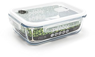 Pebbly - Boite de Conservation en Verre - Rectangulaire - 1,5 L - Pour Cuire, Conserver, Transporter et Réchauffer - 100% Hermétique