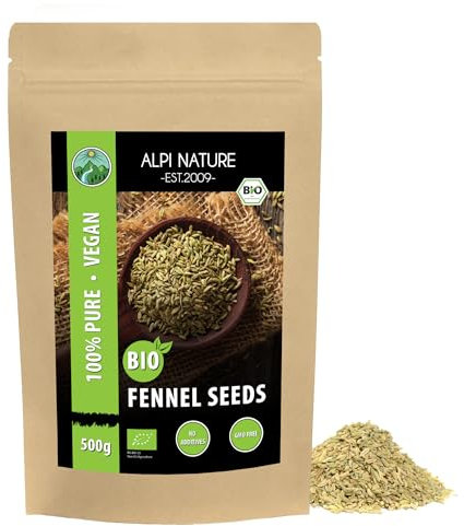 Alpi Nature Graines de Fenouil BIO 500g, Fenouil Graine bio Entière pour la Cuisine et le Thé
