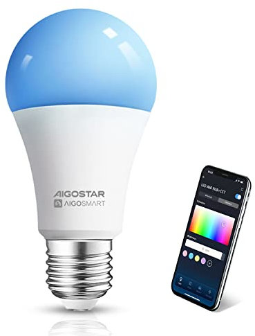Aigostar Lampadina Alexa E27 SL2 WiFi Lampadine Smart LED 9W 806LM, Lampadina Intelligente RGBCCT Dimmerabile, 2700K-6500K, sincronizza con la musica, compatibile con Alexa/Google Home, 1 pezzi