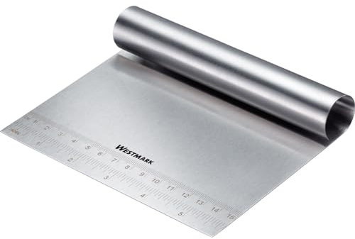 Westmark Teigkarte mit Skala – Hochwertiger Teigspachtel zum einfachen Schneiden und Streichen von Teig, Fondant, Cremes oder Ganache – Rostfreier Edelstahl, Schwarz