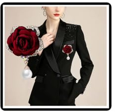 Broche en cristal rose fleur vintage strass perle camélia fleur corsage costume jupe manteau insigne accessoires pour femmes femmes, 6 cm x 4,2 cm, Fausse perle Strass