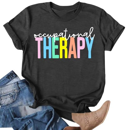 Ithalt Womens Occupational Therapy Shirts Therapist Shirt OT T-Shirt Mental Health Gifts Tops(Grey, XX-Large)