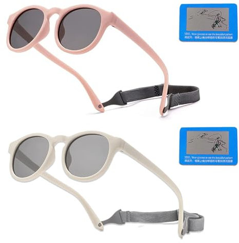 DKDDSSS 2 Stücke Baby Sonnenbrille Kinder Sonnenbrille für Kinder, Polarisierte Sonnenbrillee, Kindersonnenbrille, UV400 Schutz, SSonnenbrille Baby für 0-3 Jahre
