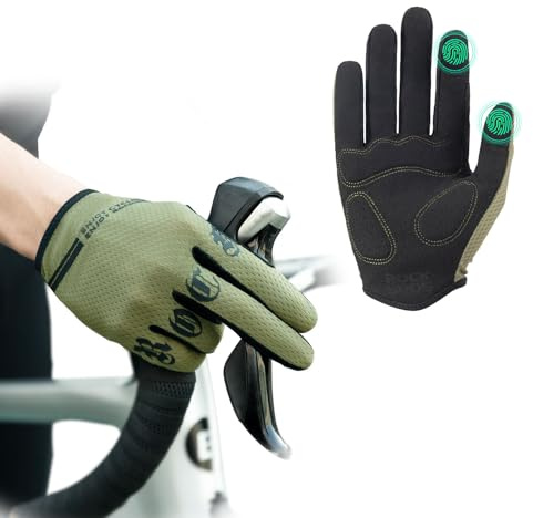 ROCKBROS Guanti Bici MTB, Guanti Touch Screen, Guanti Dita Lunghe, Guanti con SBR Antiurto, Guanti Traspiranti Ciclismo, Adatto per Bici, Corsa, Palestra, Arrampicata, Uomo e Donna