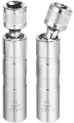 GIBOHOM Zündkerzenschlüssel 14mm und 16mm, 2 Stück Magnet Universal Flexibel Zündkerzenschlüssel Satz Werkzeuge zum Entfernen für die Autoreparatur