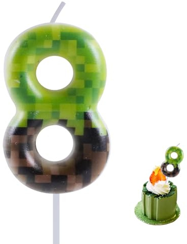 Pixel 8th Birthday Candle, Crafting Number 8 Cake Candle Birthday Cake Topper for Pixel 8th Birthday Party Decorations