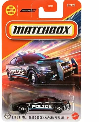 Matchbox 2023 Dodge Charger Pursuit, 1:64 Scale, Black Diecast Car, 37/125
