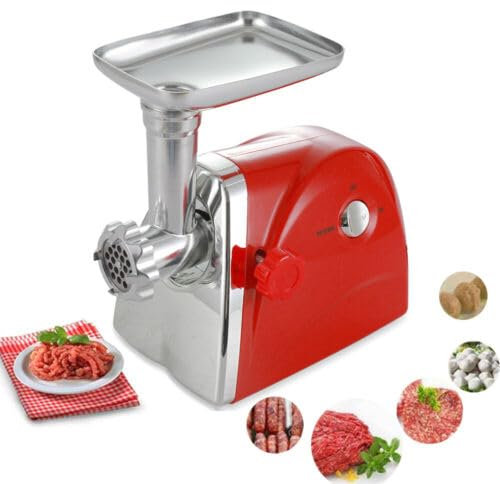 Picadora de carne eléctrica profesional de carne de acero inoxidable multifunción con cuchilla, para cortar, rojo