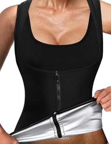 DownLTL Neopren-Shirt für Damen, Schlankheitsgürtel für den Bauch, Schwitzen, für Sport, Fitness, Schwarz , 42