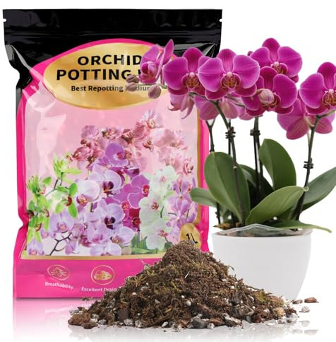GOTVUGE Organische Orchideenerde mit Rindenmischung – All-Natural, Schnelle Entwässerung für Phalaenopsis, Dendrobium, Oncidium | 1 L Hochwertige Orchideen Pflanzerde