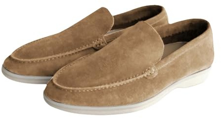 Slip On Loafers Shoes Men, Wide Fit Moccasins Men Men'S Casual Flat Canvas Business Driving Slippers Round Head Soft Lightweight Solid Color Suede Shoe