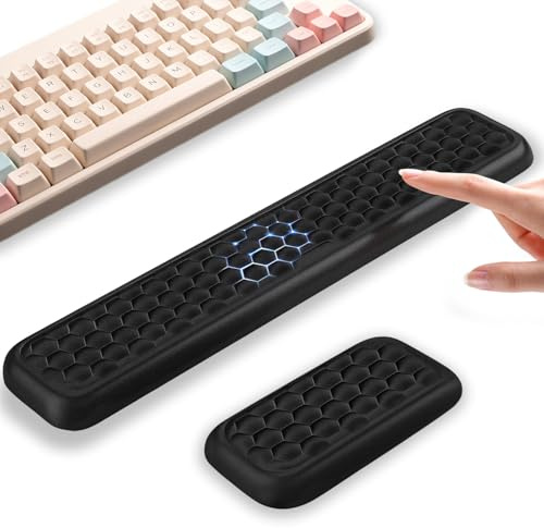 Handballenauflage Tastatur und Maus Set, Ergonomisches Memory Foam Handgelenkauflage, Rutschfest Wrist Rest Pad zur Schmerzlinderung für Büro und Gaming, Schwarz