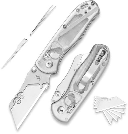 Kizer Drop Bear (dubbla skruvar) Hopfällbar universalkniv, låsbar kartongkniv EDC Fickkniv med 10 rakblad, fickknivar med fickklämma för män och kvinnor V3619JA5