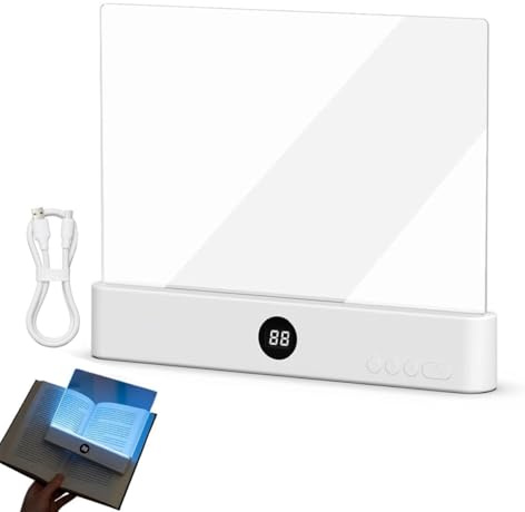 Smart LED Book Light, Intelligente LED Buchlampe, Augenschutz leselicht buch Buchseite Licht, Wiederaufladbare Leselampe mit 3-Farben, tragbare Flaches Buchlicht zum Lesen im Bett bei Nacht (Weiß)