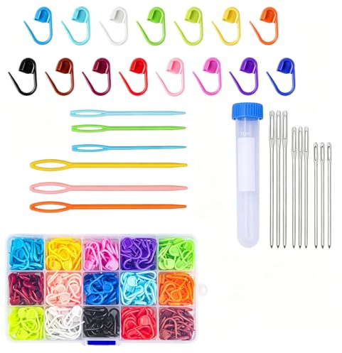 316 Pcs Marque Maille Crochet, 15 Couleur Marqueur Tricot Clips D'aiguilles À Maille Accessoire Crochets avec Boîte, Grand Chas Aiguilles Anneaux Marqueurs Projets Tricotés pour Tricot Couture Tissage