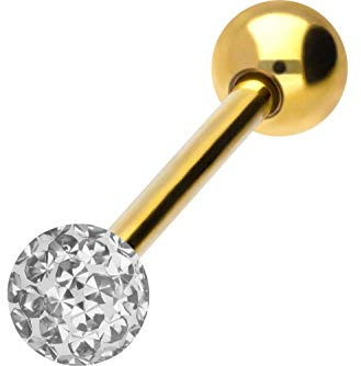 PIERCINGLINE Barbell i kirurgiskt stål | Epoxy och kirurgiskt stålkula | piercing stav bröst tunga | färg- och storleksval, Kirurgiskt stål 316L/epoxiharts