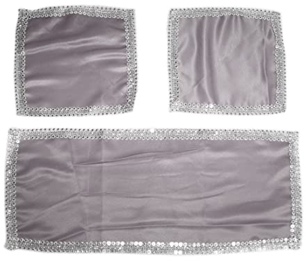 Russo Tessuti Tris Centri Centrini Runner Megan Raso e Strass Brillantini Camera Letto Living-Grigio Perla