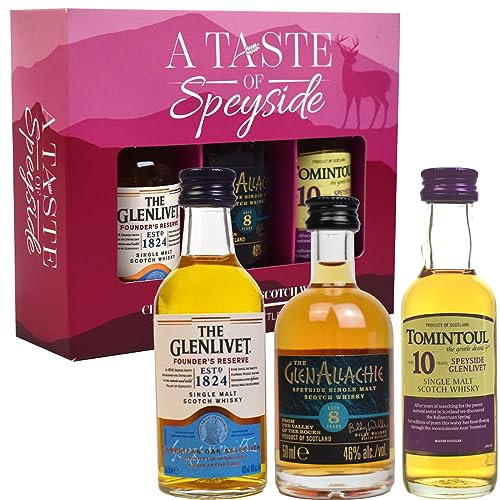 Select Drams A Taste of Speyside Whisky Tasting Set – 3 x 5cl Single Malt Scotch Miniatures | Includes Glenallachie 12 Year Old & More | Scotch Whisky Gift Set for Him | Malt Whisky Tasting Set