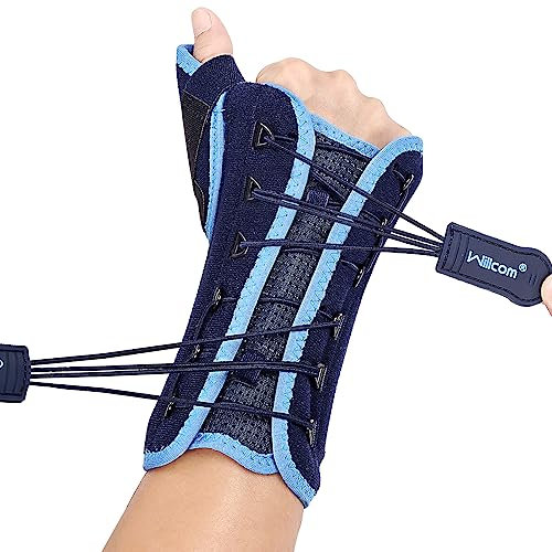 Willcom Daumen Handgelenkstütze mit Metallschiene Stabilisator, Kompression Handgelenkstütze für Karpaltunnel, Tendinitis, Arthritis, Schmerzen Entzündung, Sportschutz für Damen Herren (Rechte, M)