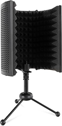Pronomic MP-40 Support de Table Micscreen - Absorbeur & diffuseur micro, réglable, pliable - écran acoustique idéal podcast, studio, enregistrement vocal, streaming - avec adaptateur de réduction.