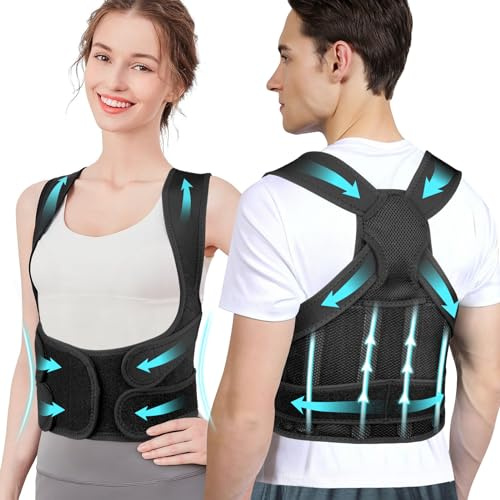ACWOO Back Brace Posture Corrector Ryggstöd För Kvinnor Och Män, Justerbart Axelsvankbälte För Övre Och Nedre Ryggstöd, Rygguträtningsstöd För Lindring Av Nacke, Axel, Ryggsmärta