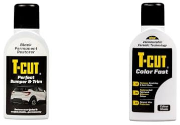 T-Cut Perfect Bumper & Trim 350ml & 3 in 1 Color Fast Paintwork Restorer Car Polish, White, 500 ml, Packaging May Vary