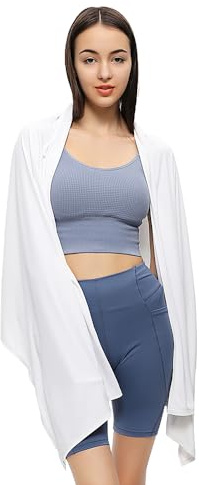OhSunny Women UPF 50+ Travel Scarf Sun Protection Shawl Wrap Summer Swimsuit Beach Cover Up Cooling Blanket SLO5M231YT White