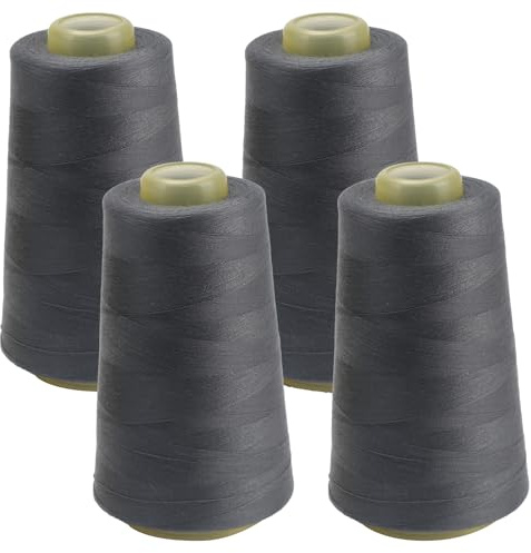 FOGAWA 4 Bobinas de Hilo de coser, 40/2, 3000 Yard hilo de coser de poliéster para Máquina de Coser Overlock, confección, coser, acolchar (Gris oscuro 3088)
