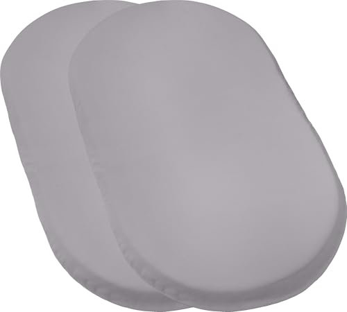 Erwin Müller Baby-Spannbettlaken Murnau 2er-Pack Single-Jersey - grau Größe 40x70 cm oval - hautfreundlich, atmungsaktiv, bügelfrei, strapazierstark