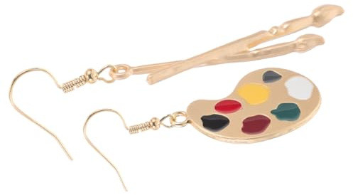 WRITWAA Boucles D'oreilles Pendantes, Palette et Pinceau en Alliage Doré Bijoux Vintage Artistiques Style Créatif et Polyvalent Quotidien pour Femmes et Adolescentes