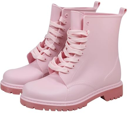 A2Z Womens Wellington Boots Lace Up Waterproof PVC Rain Footwear UK