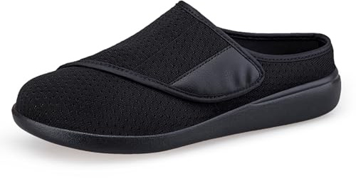 Yeeteepot Zapatillas de Estar por Casa para Mujer Hombre Ajustable Pantuflas Cómodo Respirable Caminar Zapatos Ligero Antideslizante Zuecos Negro 41 EU