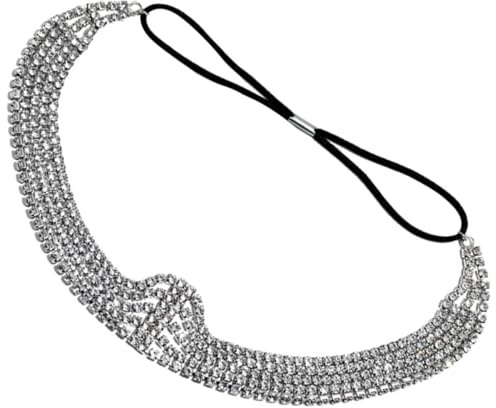 Healvian Silverfärgad Elastisk Huvudkedja med Flerskikts Blingande för Kvinnor Lätt och Hållbart Hårsmycke för Fest Bröllop och Fotografering