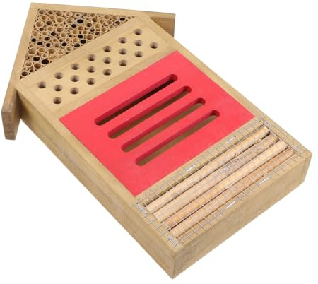 TOYZFRIENDY Hotel para Abejas de Madera Sintética Beige, Seguro y Ecológico, Fácil de Observar Insectos en Jardín, Refugio Adecuado para Ciempiés y Otros Insectos