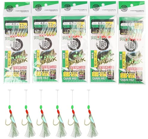 Bas de Ligne Lumineux Pré-noués Lot de 30 pour Pêche en Mer - Hameçon Acier Carbone Antirouille - Leurres Bioniques Perles Maquereau Bar