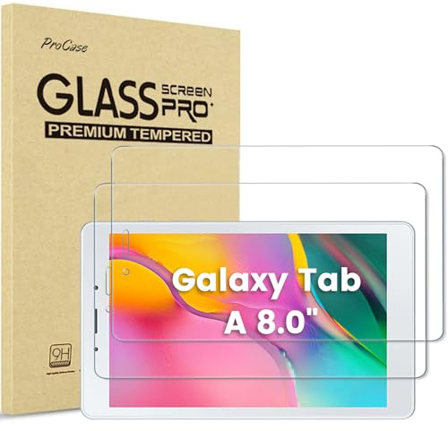 ProCase [2 Pack] Galaxy Tab A 8.0 2019 Screen Protector T290 T295, Tempered Glass Screen Film Guard for 8.0 inch Galaxy Tab A 2019 Without S Pen Model SM-T290 (Wi-Fi) SM-T295 (LTE)