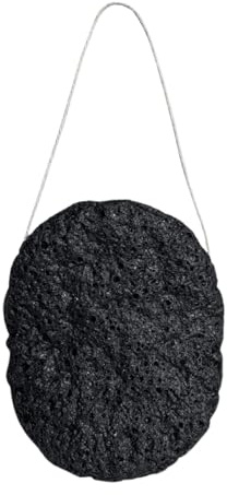 Wildpier Beauty Bamboo Charcoal Konjac Sponge, Natural Luxury Facial Exfoliator, Face Scrubber, Makeup Remover, Plant Based Gentle Cleansing for Sensitive Skin, Removes Dead Skin Cells, Black