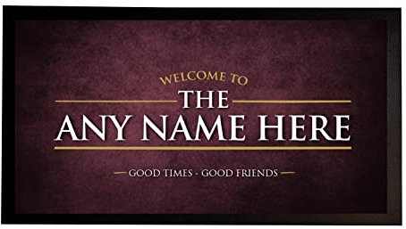 Alfombrilla de bar personalizable, con nombre en inglés Any name Bar, grunge Tinto Wine Grunge, tapete para bar de cerveza